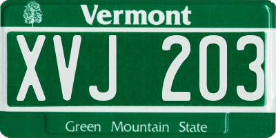VT license plate XVJ203