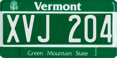 VT license plate XVJ204