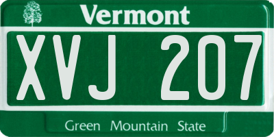 VT license plate XVJ207
