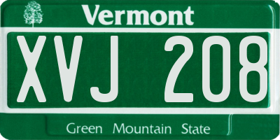 VT license plate XVJ208