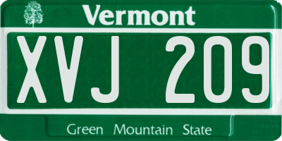 VT license plate XVJ209