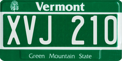 VT license plate XVJ210