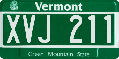 VT license plate XVJ211