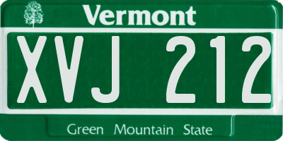 VT license plate XVJ212