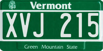 VT license plate XVJ215