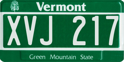 VT license plate XVJ217