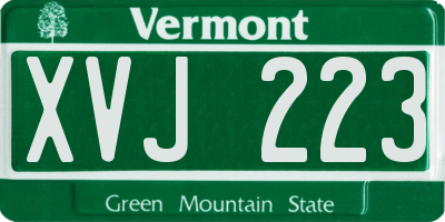 VT license plate XVJ223