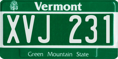 VT license plate XVJ231