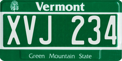 VT license plate XVJ234