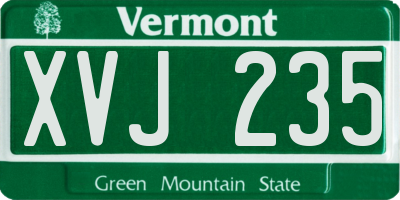 VT license plate XVJ235
