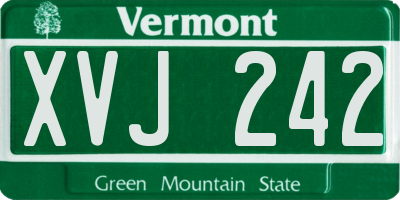 VT license plate XVJ242