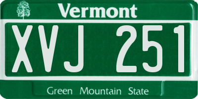VT license plate XVJ251