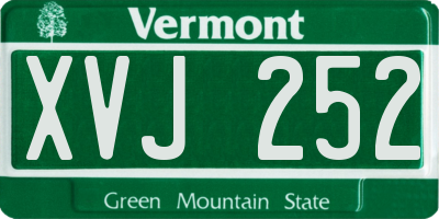 VT license plate XVJ252