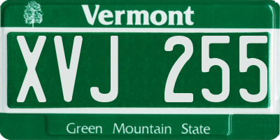 VT license plate XVJ255
