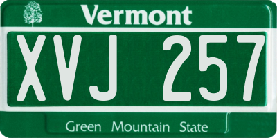 VT license plate XVJ257