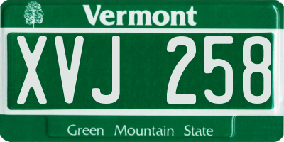 VT license plate XVJ258