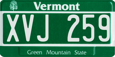 VT license plate XVJ259