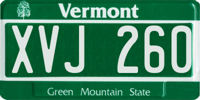 VT license plate XVJ260