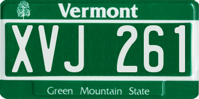 VT license plate XVJ261