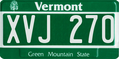VT license plate XVJ270