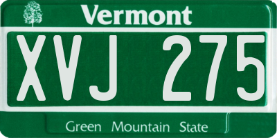 VT license plate XVJ275