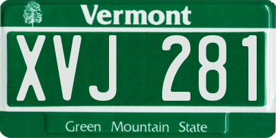 VT license plate XVJ281