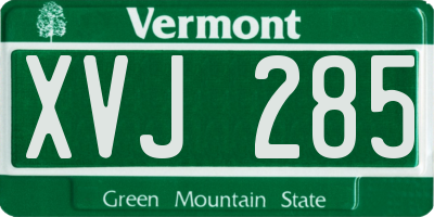 VT license plate XVJ285
