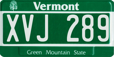 VT license plate XVJ289