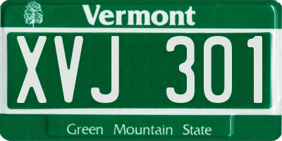 VT license plate XVJ301