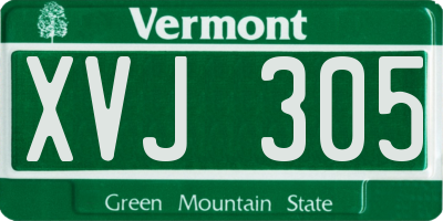 VT license plate XVJ305