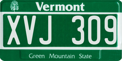 VT license plate XVJ309