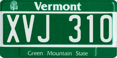 VT license plate XVJ310