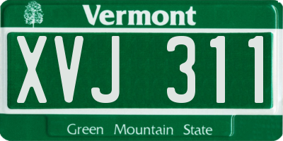 VT license plate XVJ311