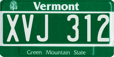 VT license plate XVJ312