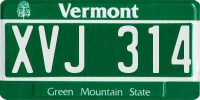 VT license plate XVJ314