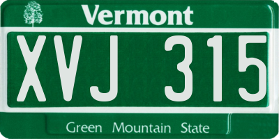 VT license plate XVJ315