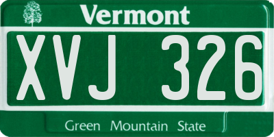 VT license plate XVJ326