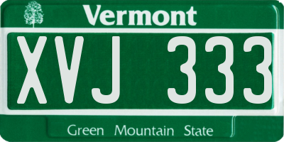 VT license plate XVJ333