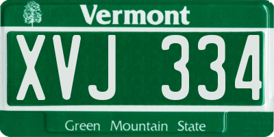 VT license plate XVJ334