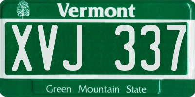VT license plate XVJ337