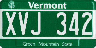 VT license plate XVJ342