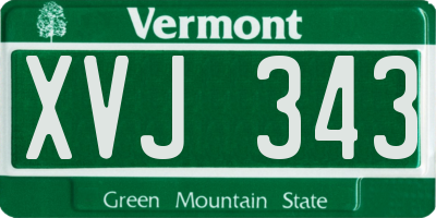 VT license plate XVJ343