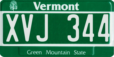 VT license plate XVJ344