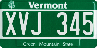 VT license plate XVJ345