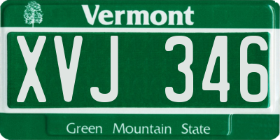 VT license plate XVJ346