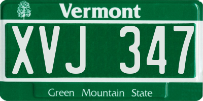 VT license plate XVJ347