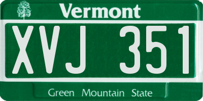 VT license plate XVJ351