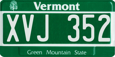 VT license plate XVJ352