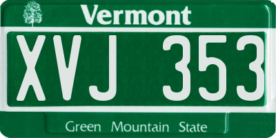 VT license plate XVJ353