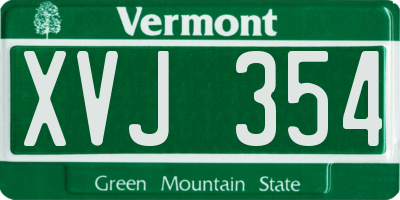 VT license plate XVJ354